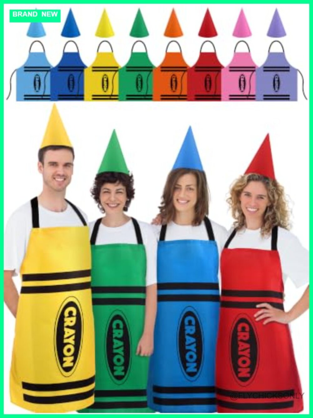 Crayon Costume Set Felt Aprons Cone Hats Group Halloween Party Adult